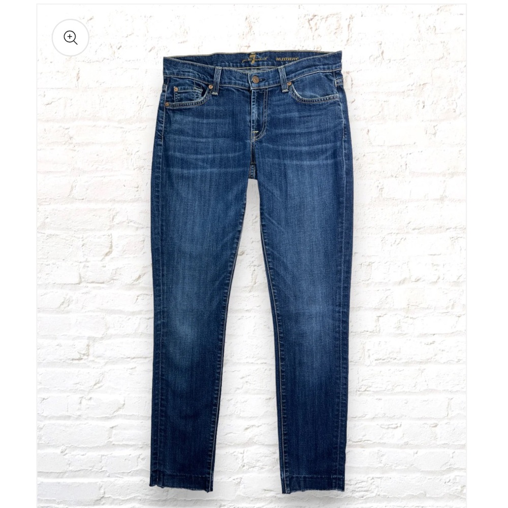 7 For All Mankind Women’s Straight Leg Jeans in Dark Blue Wash